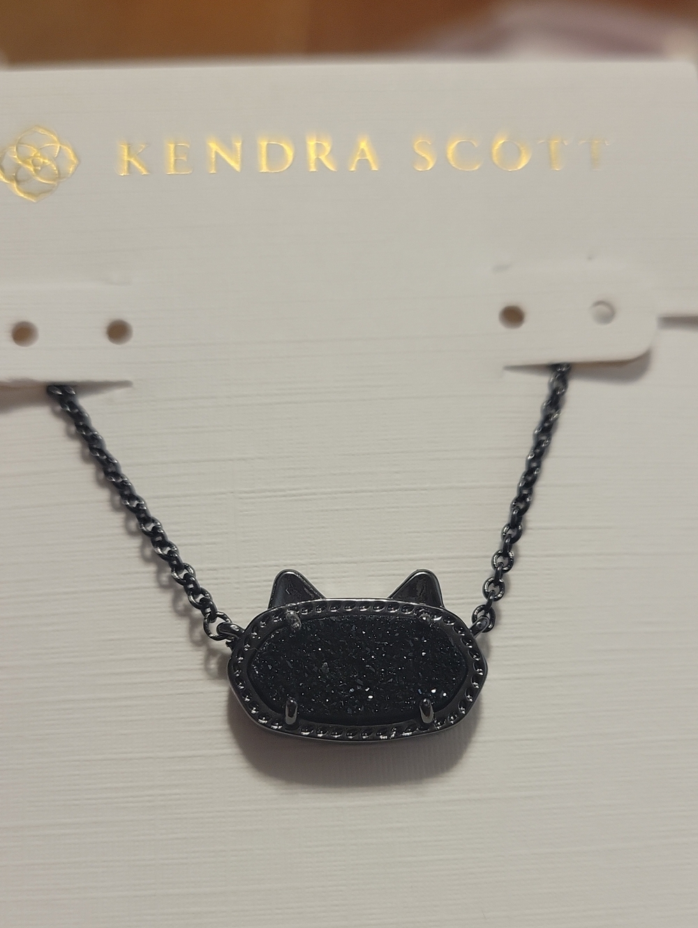 Kendra Scott Black Cat Druzy Pendant Necklace - Black Finish